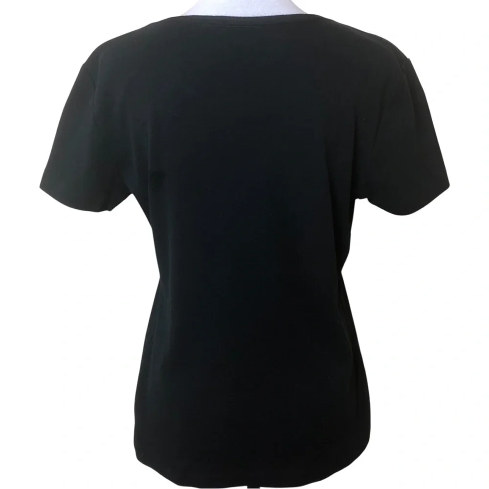 Greensource 100% Organic Cotton Black Stretch T-shirt w/ Rose Women’s Size L - Picture 6 of 6